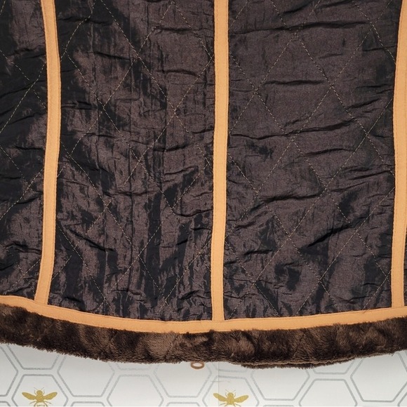 Athleta Quilted Vest Women's Size Small Brown Faux Fur Collar Zip Up Puffer - Picture 4 of 6